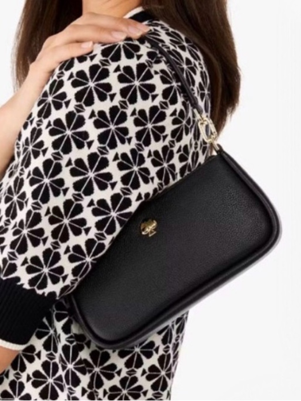 Kate Spade Kayla Convertible Wristlet- pebbled leather black (KK057), NWT
